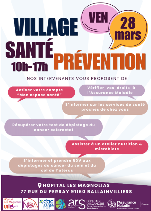 Village Santé Prévention – Vendredi 28 mars à l’hôpital des Magnolias