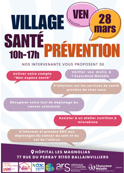  Village Santé Prévention – Vendredi 28 mars à l’hôpital des Magnolias