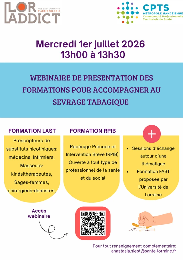 Webinaire de présentation des formations pour l'accompagnement au sevrage Tabagique