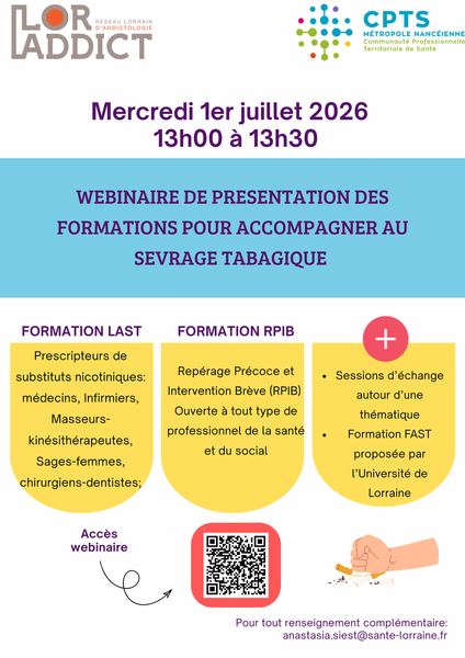 Webinaire de présentation des formations pour l'accompagnement au sevrage Tabagique