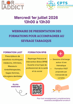 Webinaire de présentation des formations pour l'accompagnement au sevrage tabagique par LORADDICT