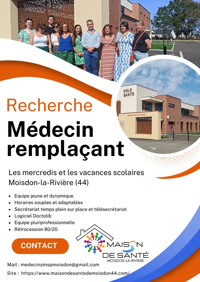 La MSP de Moisdon-la-Rivière recherche un médecin remplaçant 